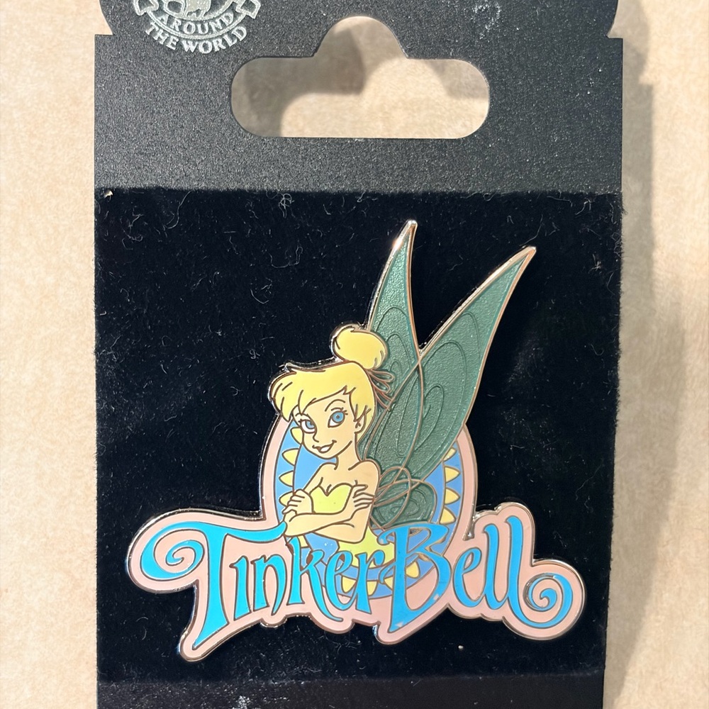 Disney Silver Tinker Bell Arms Crossed with Name Glitter Pin